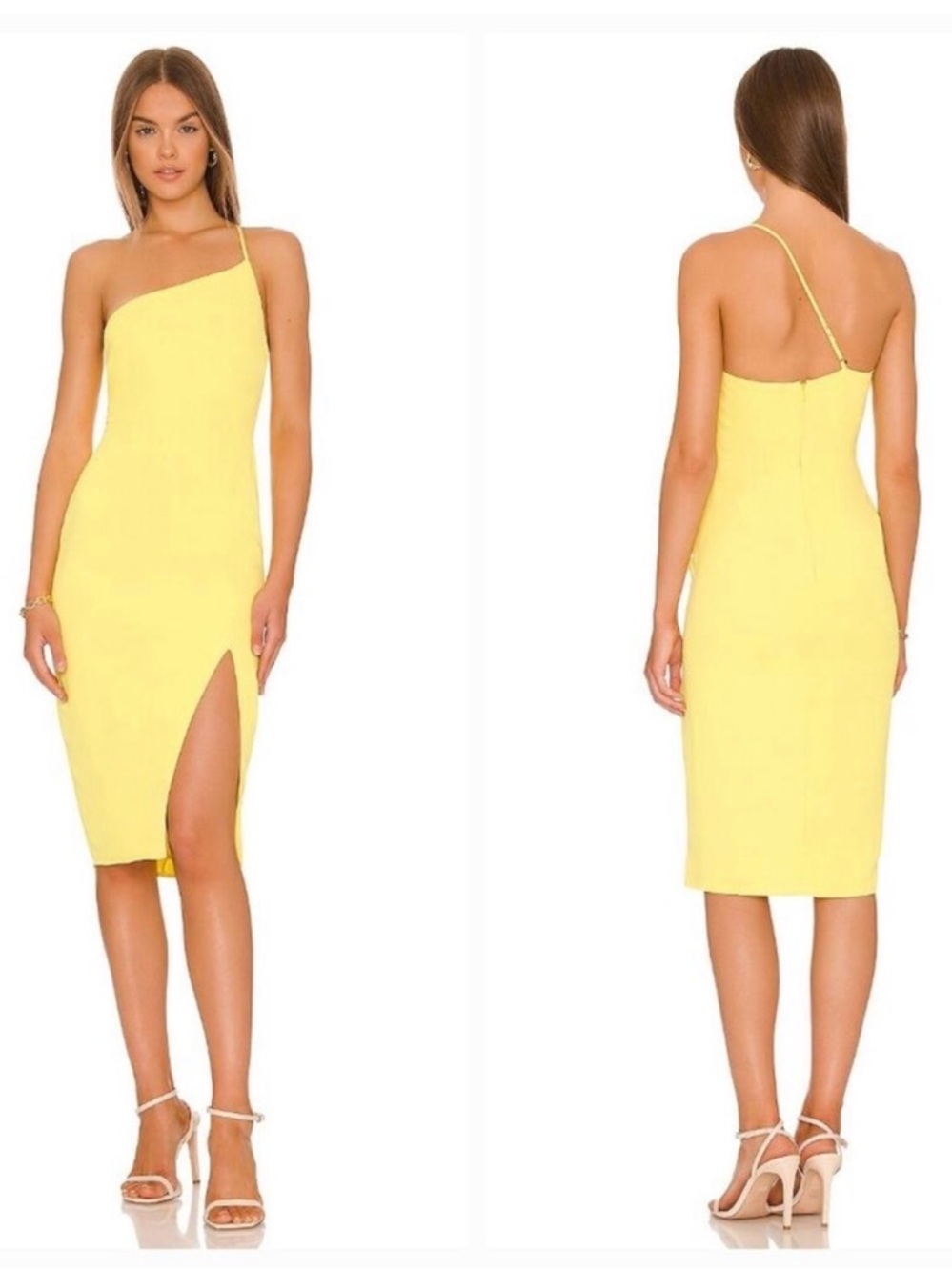 Lovers + Friends One-Shoulder Midi Dress — Sunshine Yellow